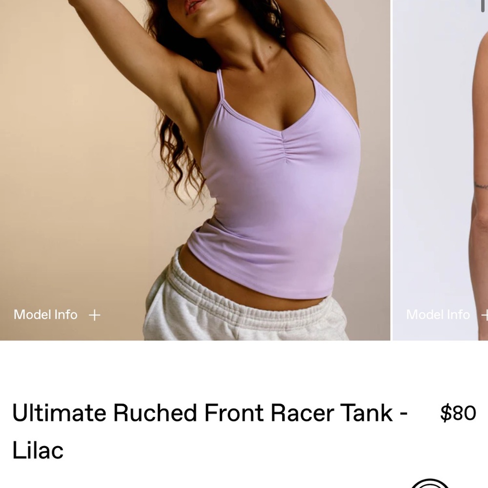 Adanola Ultimate Ruched Front Racer Tank - Lilac